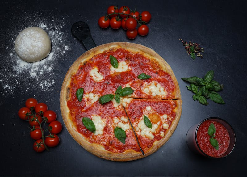 Classic Margherita pizza with fresh basil