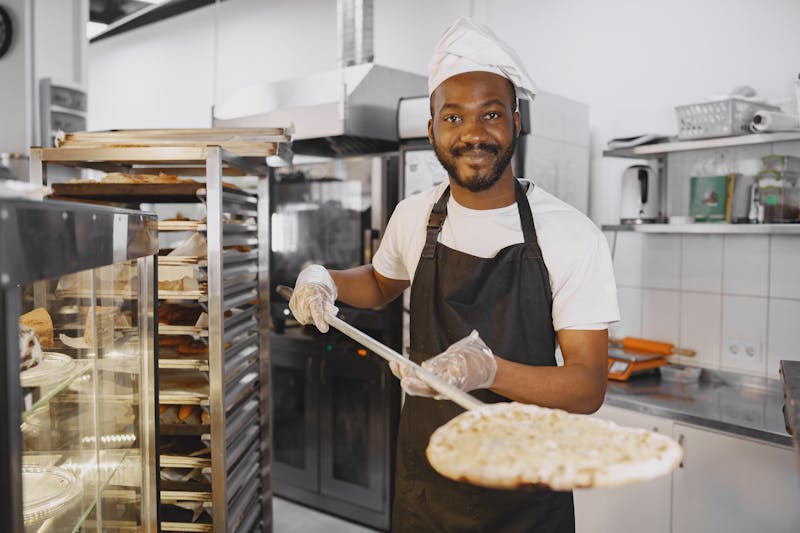 Restaurant kitchen with warm ambiance